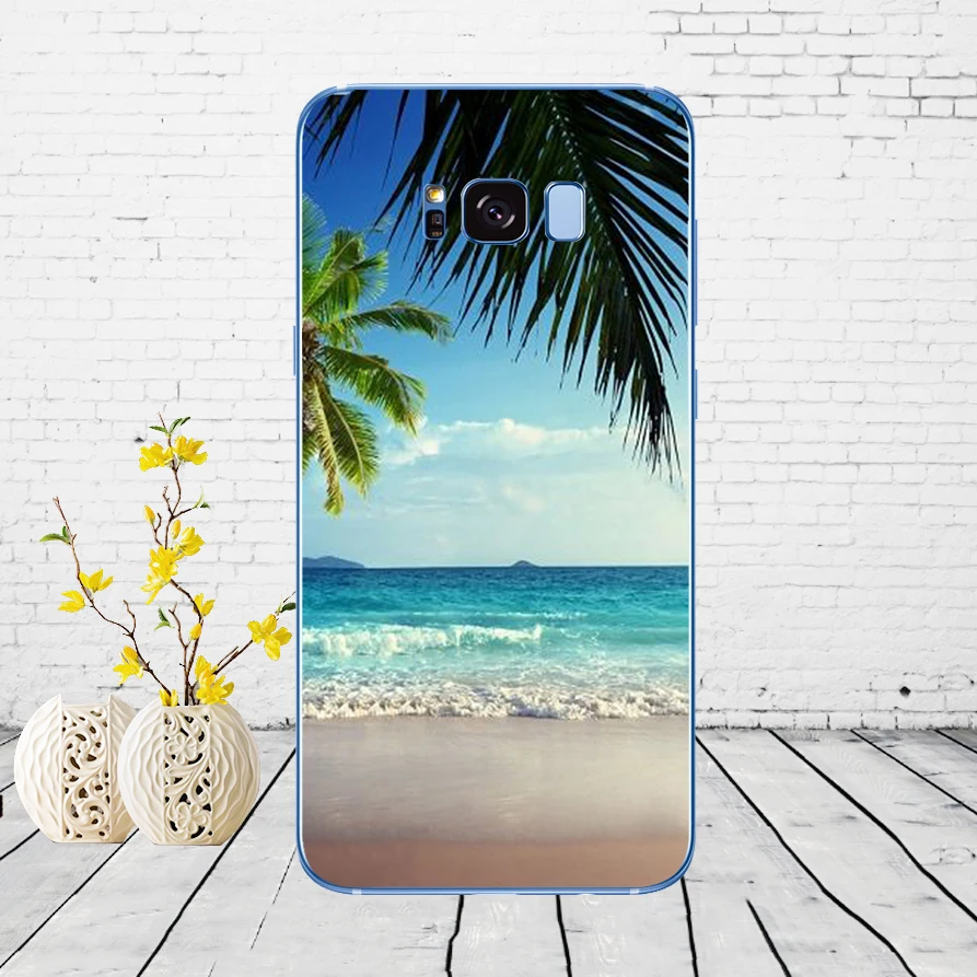 Силиконовый чехол для Samsung Galaxy S6/S7 edge/S8/S9/S10 plus/A70/A50 с изображением летней пляжной