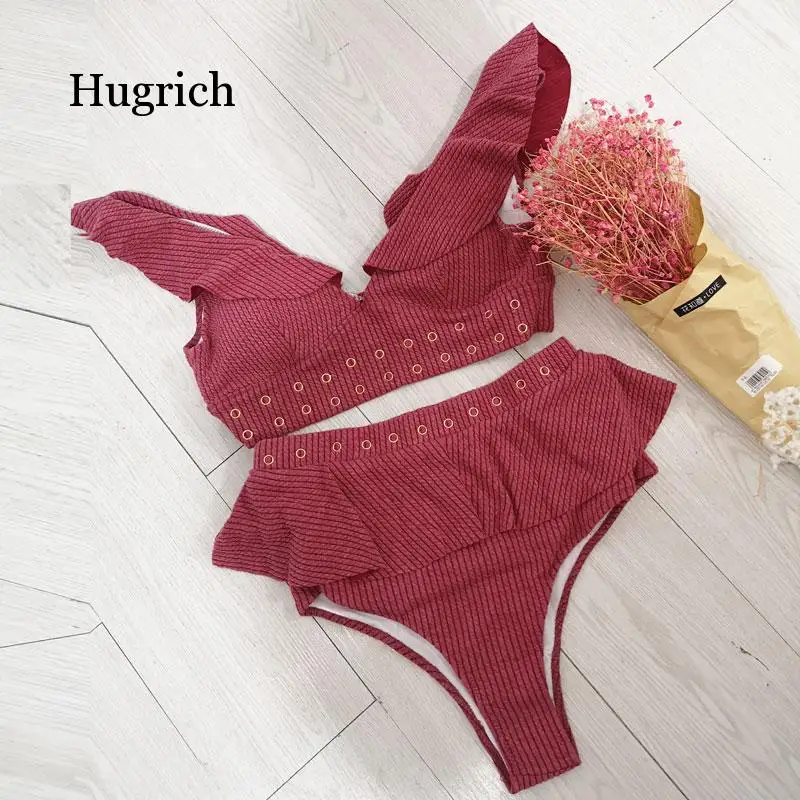 

High Waist Bikini Swimwear Women Swimsuit Push Up Bodysuit Women Bathing Suit Biquini Ruffle Bikini Romper Summer Beach Wear