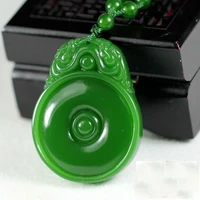 natural green hand carved brave pingan buckle jade pendant fashion boutique jewelry mens and womens necklace gift accessories