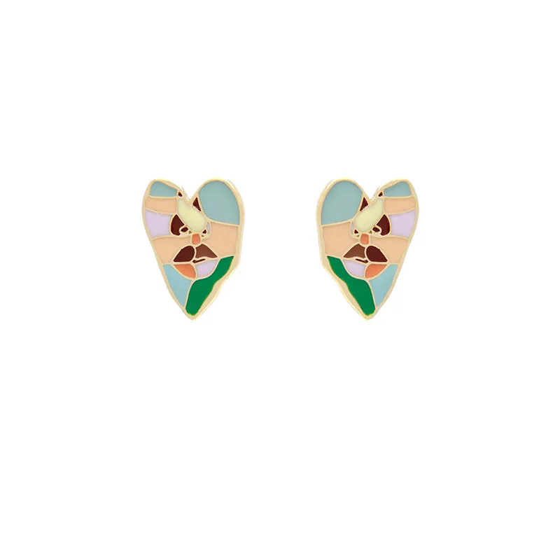 

Women Earrings Drop 2020 Korea Style Fashion Jewelry Heart Square Rhombus Enamel Abstract Lady Alloy Face Dangle Earrings