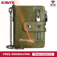 kavis free engraving genuine cow leather wallet men coin purse male cuzdan portfolio man portomonee small mini walet pocket