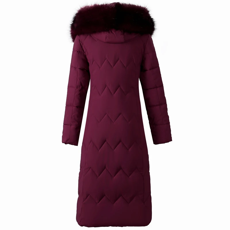 

2020 Women X-long Jacket Winter With Fur Collar Oversized Hooded Thick Solid Cotton Female Parkas Winter Coat Plus Size XL-7XL