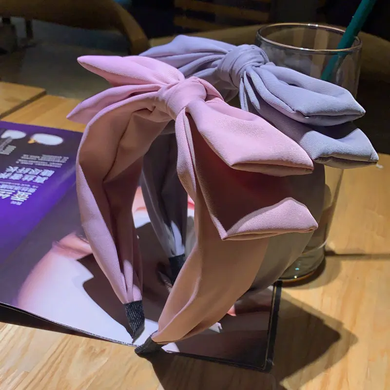 Повязка для волос с большим бантом женская милый однотонный Бандаж узлом модный