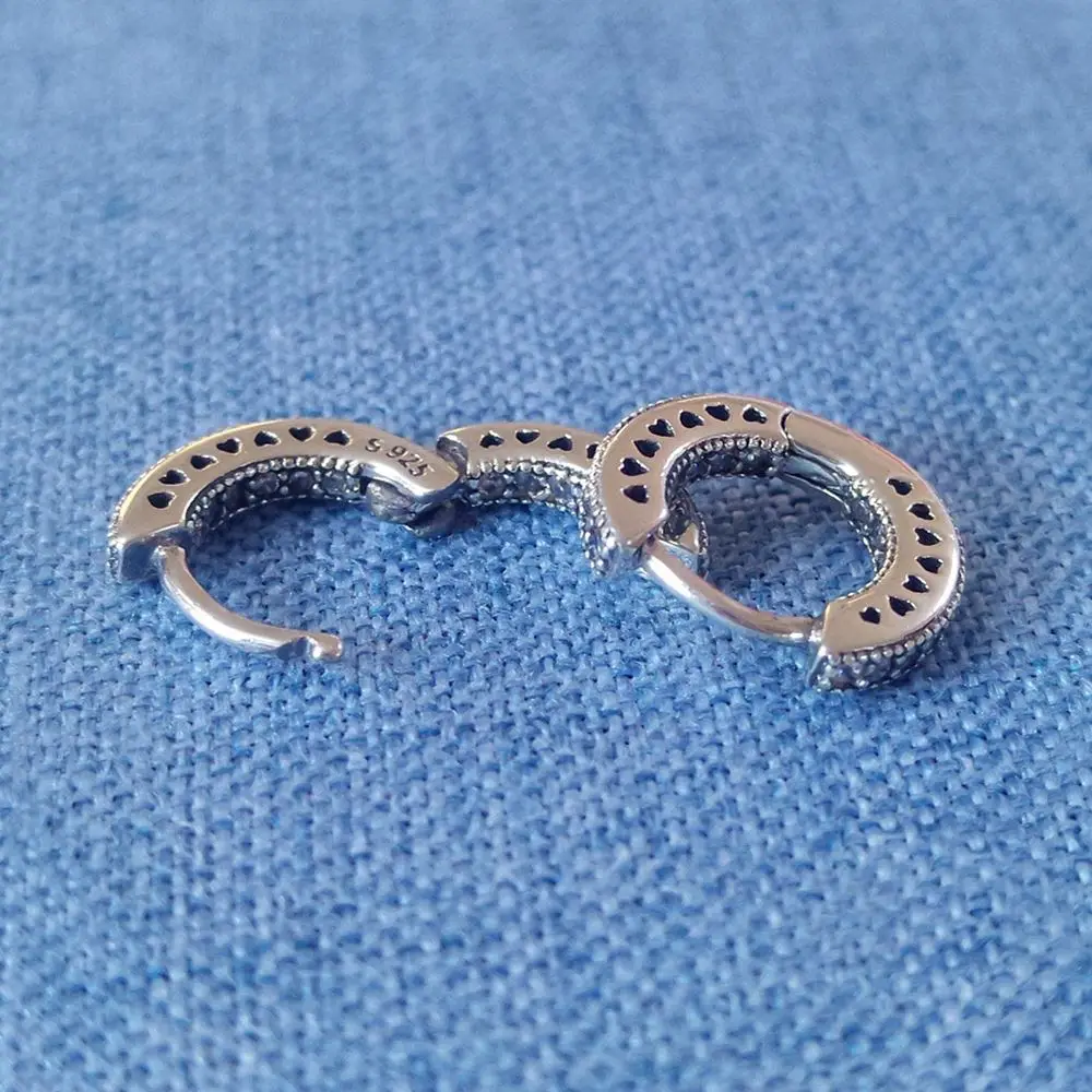 Серьги-пусеты с маленьким сердечком и камнями Паве из 100% серебра 925 пробы "Гламур". Женские оригинальные серьги для свадьбы, ювелирные украшения моды на Рождество.