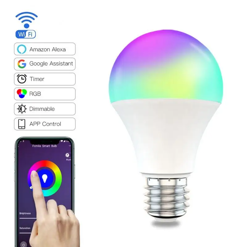 

15W WiFi Smart Light Bulb E27 B22 Dimmable RGB+CCT Smart Light Bulb Voice Control Work With Alexa Google Home Dimming LightBulb
