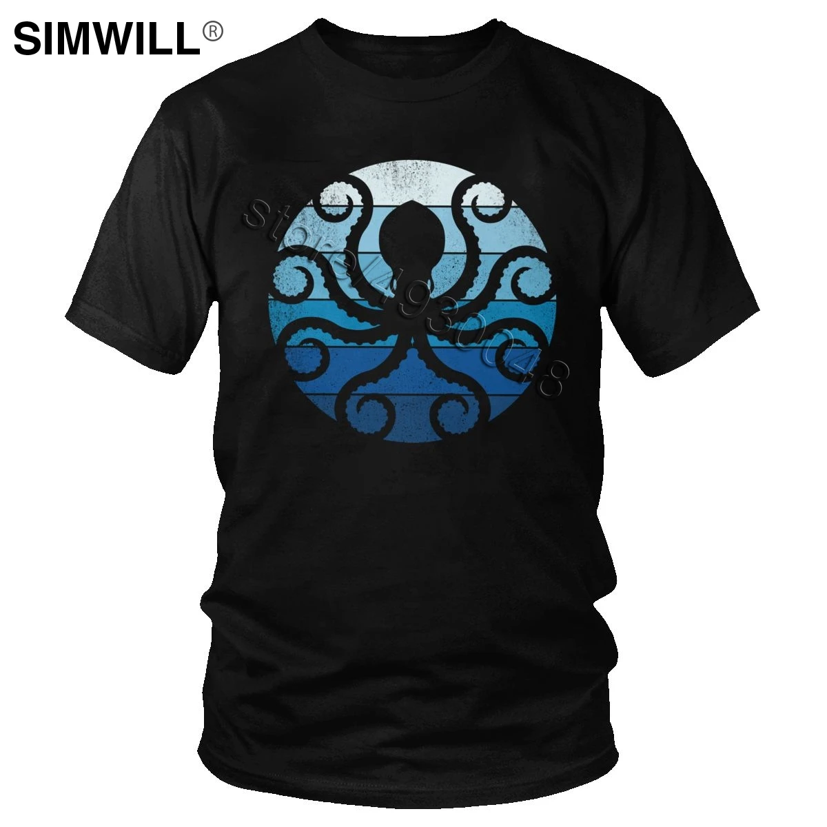 

Vintage Men Cotton Octopus T Shirt Short Sleeves Crew Neck Cthulhu Casual T-Shirts Wholesale Summer Graphic Tee Clothing Gift