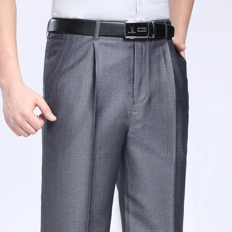 

ICPANS High Waist Formal Dress Trousers For Men Pleated Straight Loose Thin Suit Mens Pants Summer Overalls Male Big Size 42 44