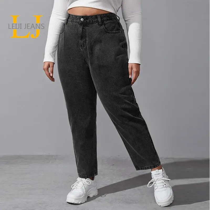 

Женские свободные эластичные джинсы LEIJIJEANS размера плюс 5XL 6XL, 100кг, синие джинсы-бойфренды большого размера