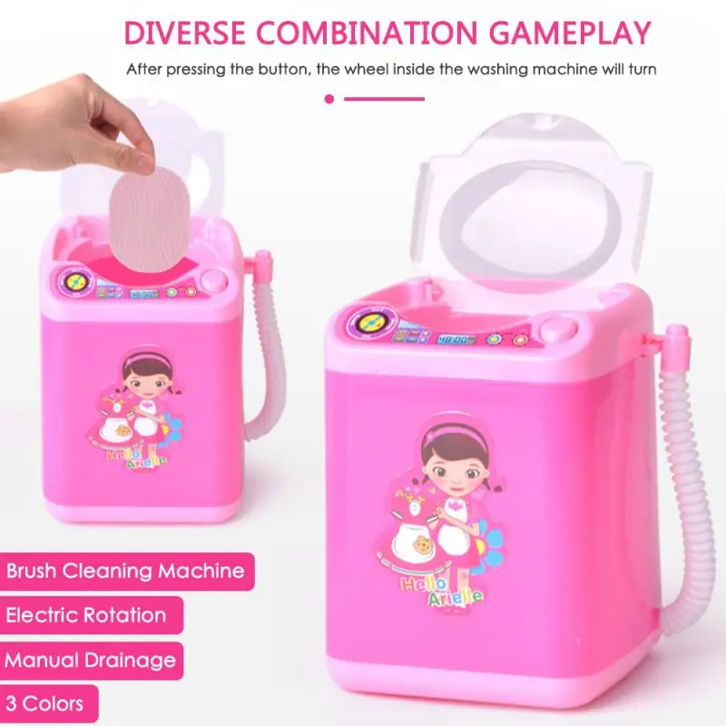 

Mini Electric Washing Machine Toy Wash Makeup Brushes Sponges Pink/Blue/Black HOT Sale Makeup Brush Cleaner Play House Toys