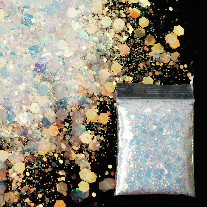 

10g AB Mermaid Glitter Flakes Nail Art Decoration Shiny Aurora Hexagon Sequins Manicure Accessories Chameleon Flakes Nail Charms