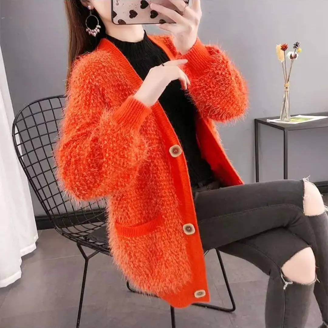 

Women 2020 Spring Autumn Fashion Knitted Sweaters Female Casual Solid Color Cardigan Ladies Elegant Casual Loose Outerwear G67