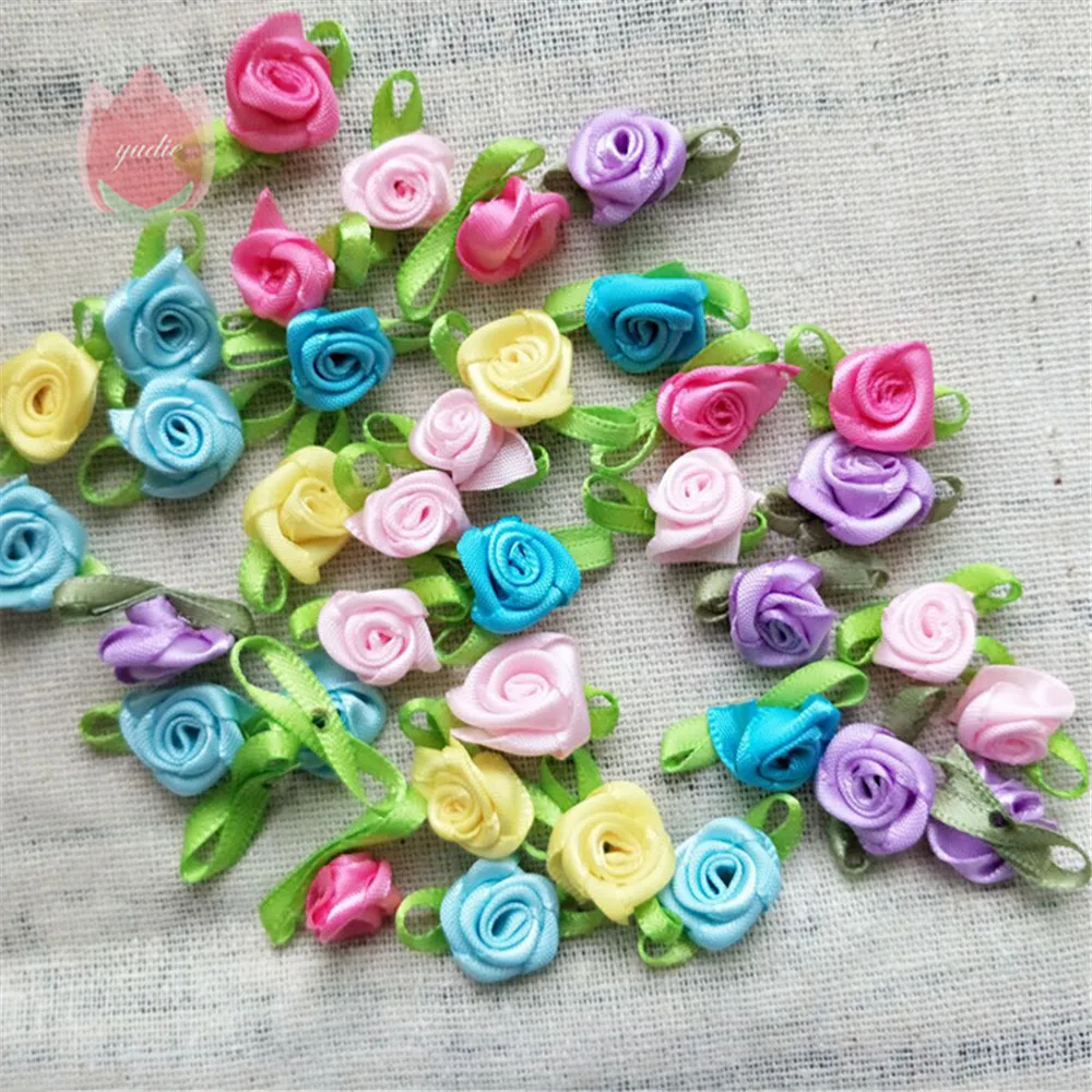 50 шт./лот 2 см Шелковый бант Мини розетка для дома Свадебная вечеринка лента Торт