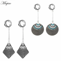 miqiao 2pcs simple new stainless steel striped geometric diamond pendant earrings 6mm 30mm exquisite piercing jewelry