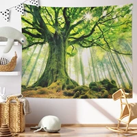 beautiful green forest view room decor printed wall tapestry natural eco friendly background wall decoration wall hanging