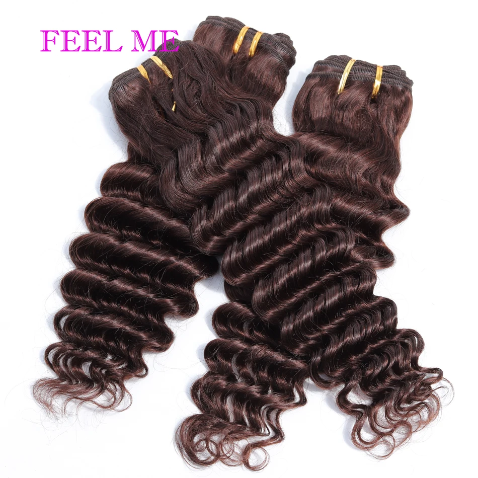 Филми Цветной #2 темно коричневые волосы глубокая волна пряди 1/3/4 шт. бразильская