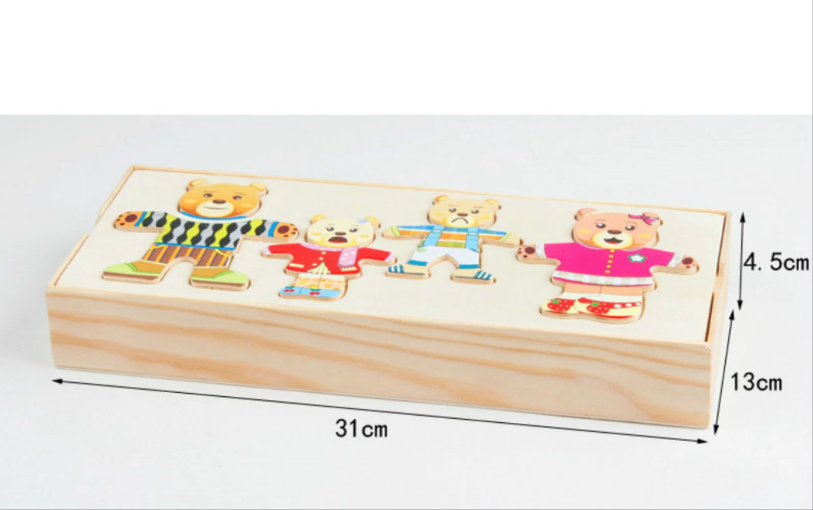 

72pcs Cartoon 4 Rabbit Bear Dress Changing Jigsaw Puzzle Wooden Toy Montessori Educational Change Clothes Toys For Children Gi