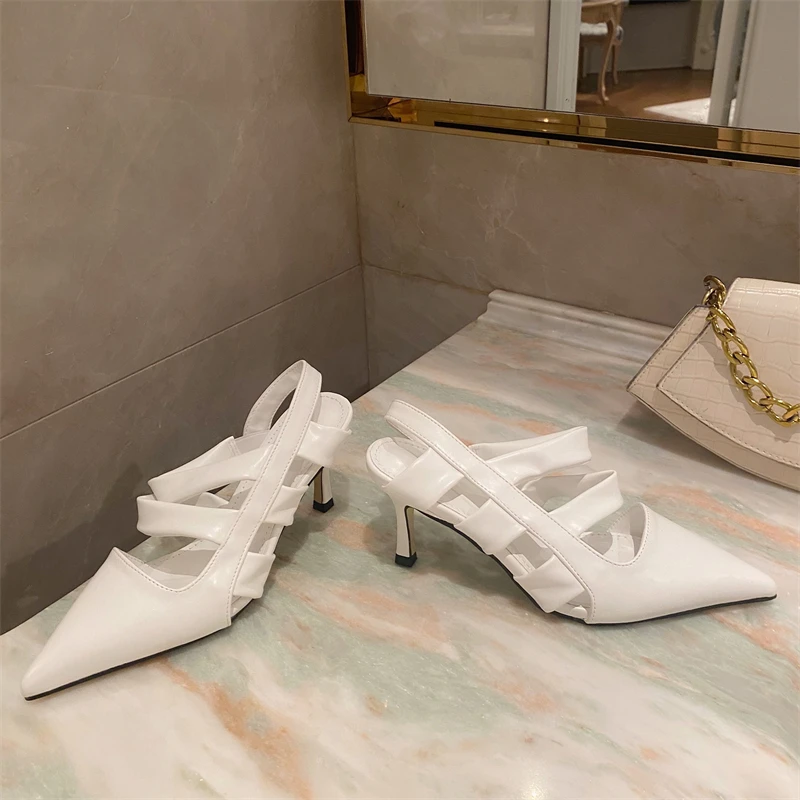 

2021 sexy ladies high heels slingback high heels stiletto Muller pointed sandals buckle single shoes