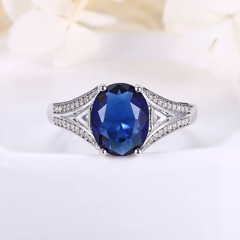Женские серебряные кольца ANGELFRIGG с синим овальным кольцом на Рождество свадьбу