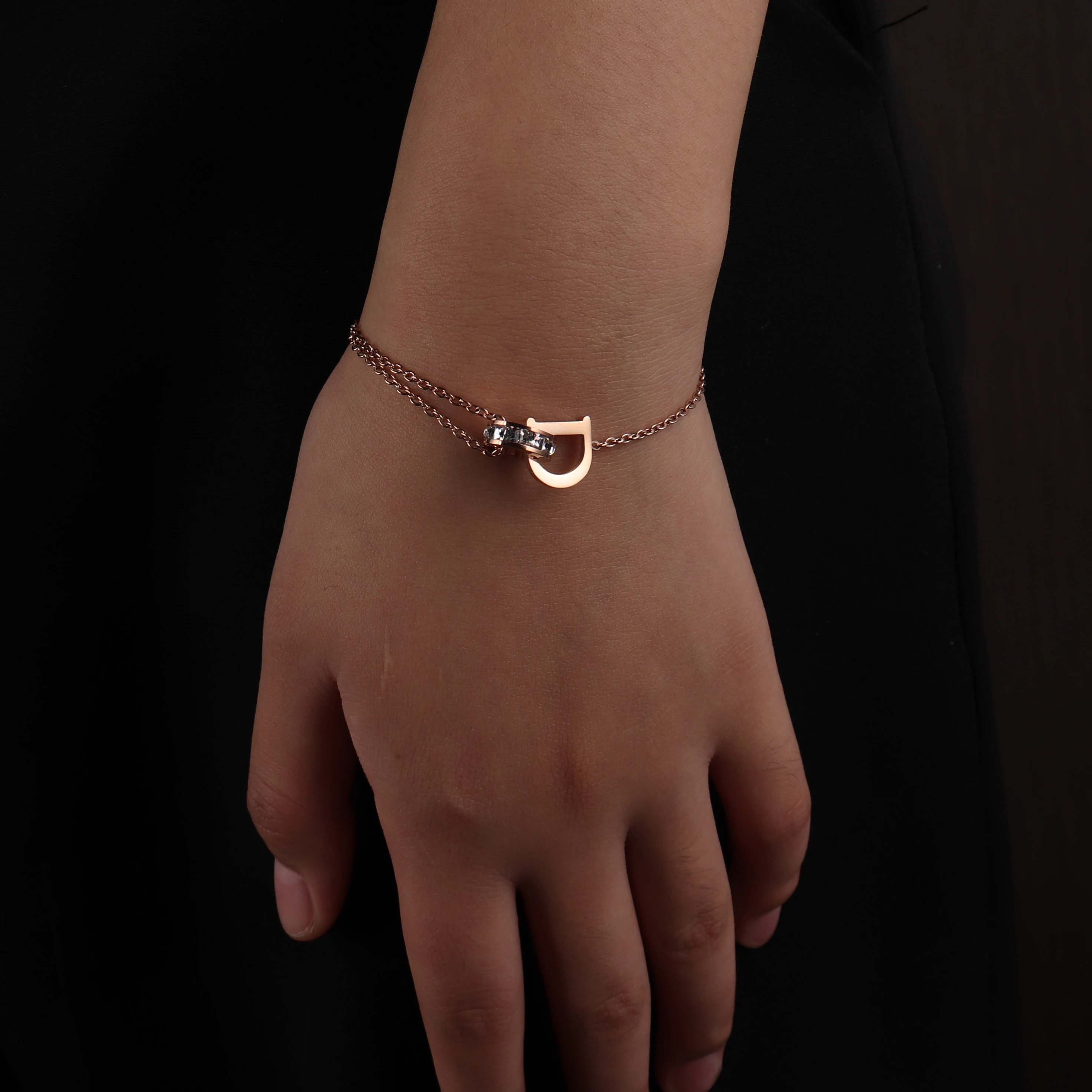 

stainless steel Roman numerals bracelets for women Charm Bead Heart Pendant Bracelet Valentine's Gift Jewelry