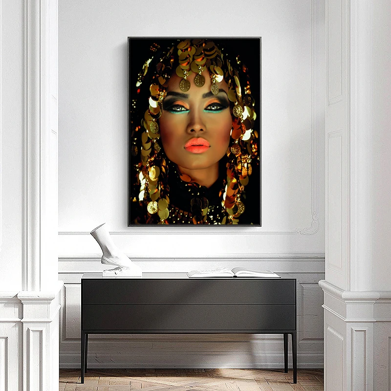 

Golden Portrait Posters and Prints Canvas Painting Africa Style Canvas Painting Decorative Wall Art Picture for Hoom Decor