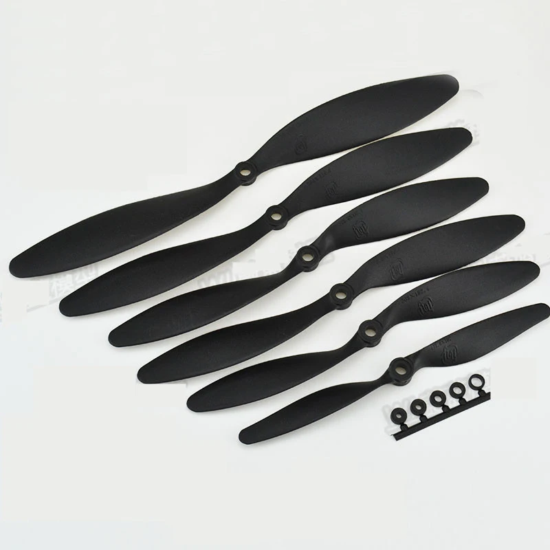 10 шт./лот 1147 1047 9047 HY Black propeller 2 blade paddle slow props big hole for fixed wings RC Aircraft|Детали и