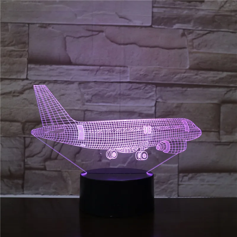 

Flying Plane 3D Lamp 7 LED Colors Change Remote Switch Small Night Light Colored lights Atmosphere lamp bedroom light For Gift