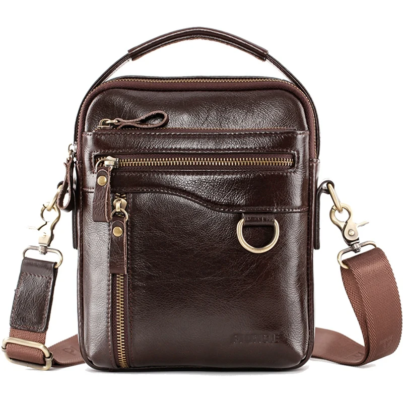 PI UNCLE Men's Brand Leather Messenger Bag Casual Shoulder Multifunctional Handbag Business Small Backpack | Багаж и сумки
