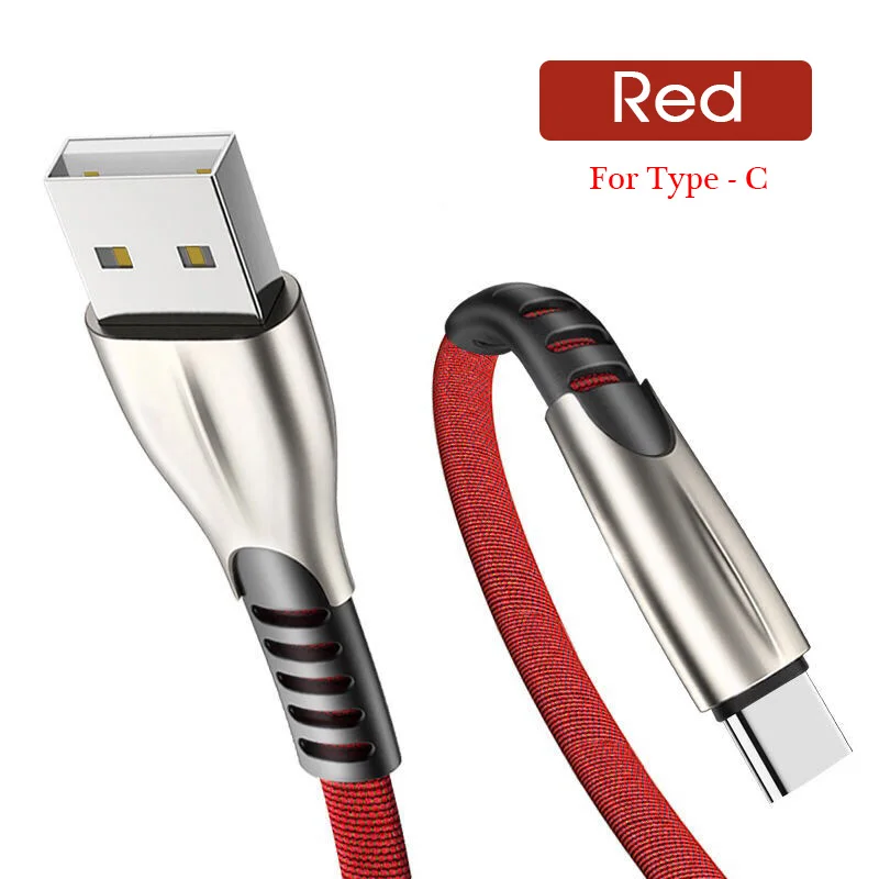 Red-TypeC 3а высокоскоростной зарядный кабель Micro USB быстрая зарядка type-C USBC type C зарядный кабель передачи данных USB шнур безопасная зарядка - Цвет: Red-TypeC