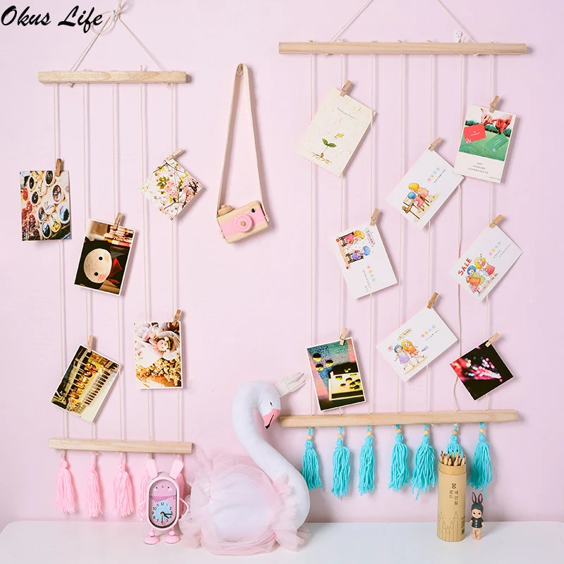 Новый DIY деревянный плакат вешалка фоторамка подвесной бумажный держатель для