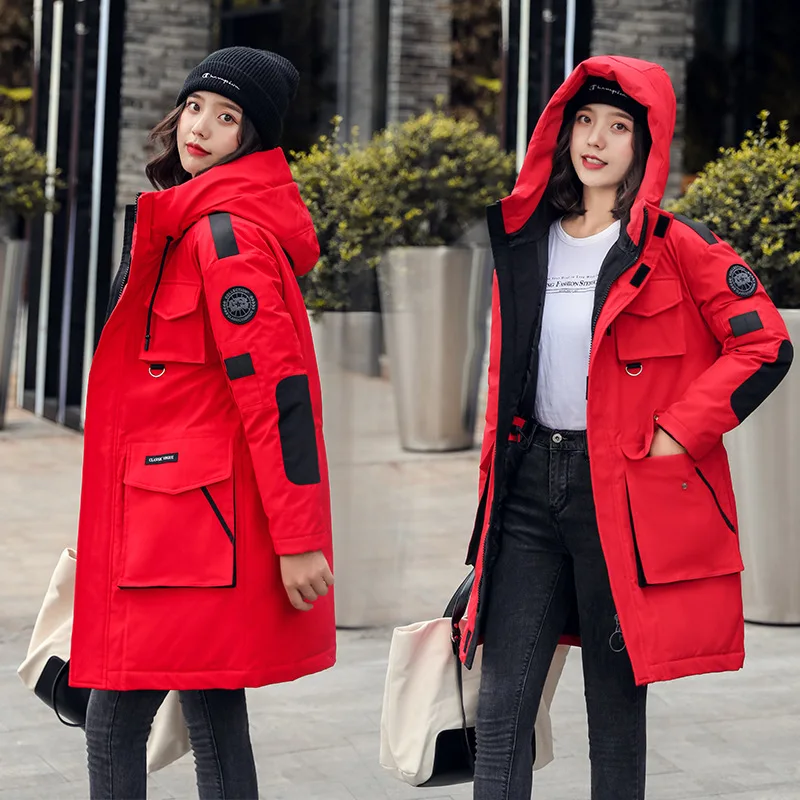 Женская парка с капюшоном хлопковое пальто средней длины плотное зимнее женское