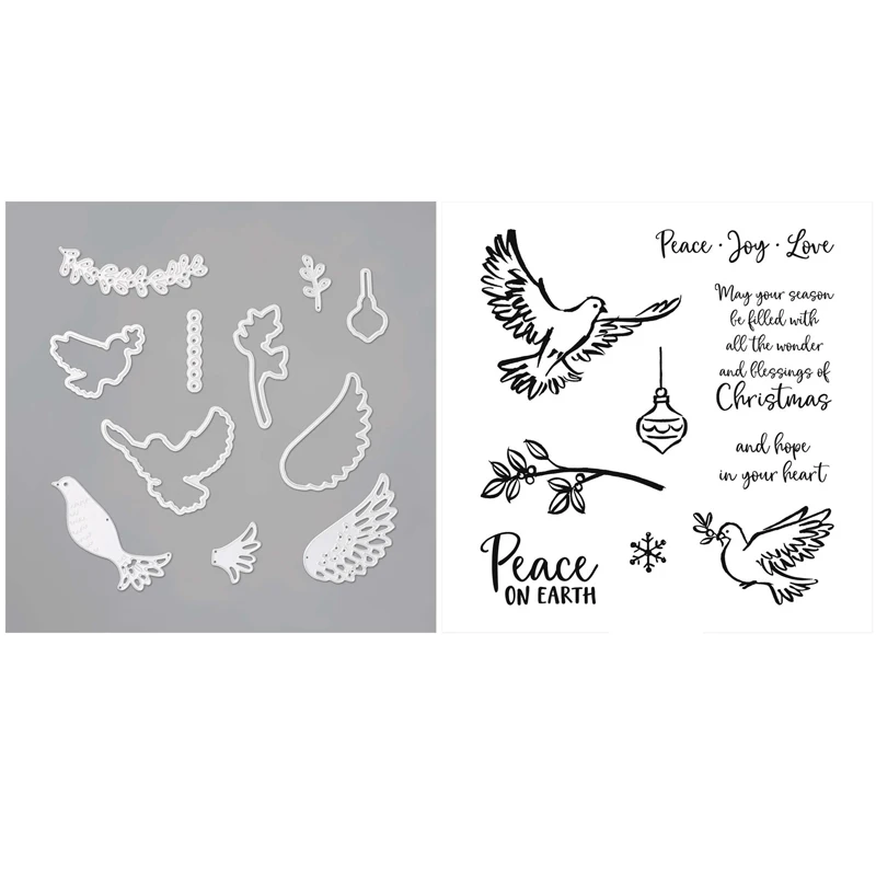 

Dove of Hope Stamp Set and Coordinating Dies Peace on Earth Sentiments Stamps For DIY Scrarpbooking Paper Card Craft 2021 NEW