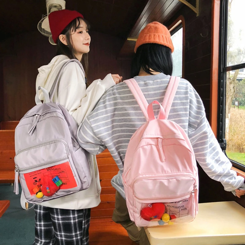 Harajuku нейлоновый женский рюкзак, женский простой прозрачный рюкзак для путешествий, милый водонепроницаемый рюкзак для девочек, повседневные школьные рюкзаки для студентов