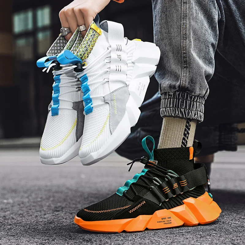 

YWYGMZ Shoes Mesh Cotton Fabric Shoes Men Fashion Sneakers Trend Breathable Socks Lace-up Fitness Shoes Men Vulcanize Shoes