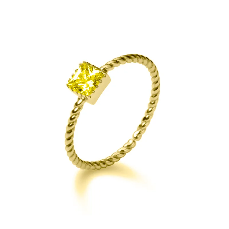 Gold(Yellow) Trustdavis Настоящее 925 пробы Серебряное ослепительное квадратное CZ Кольцо с открытым пальцем для женщин Свадебное серебряное 925 ювелирное изделие DS1862 - Цвет основного камня: Gold(Yellow)