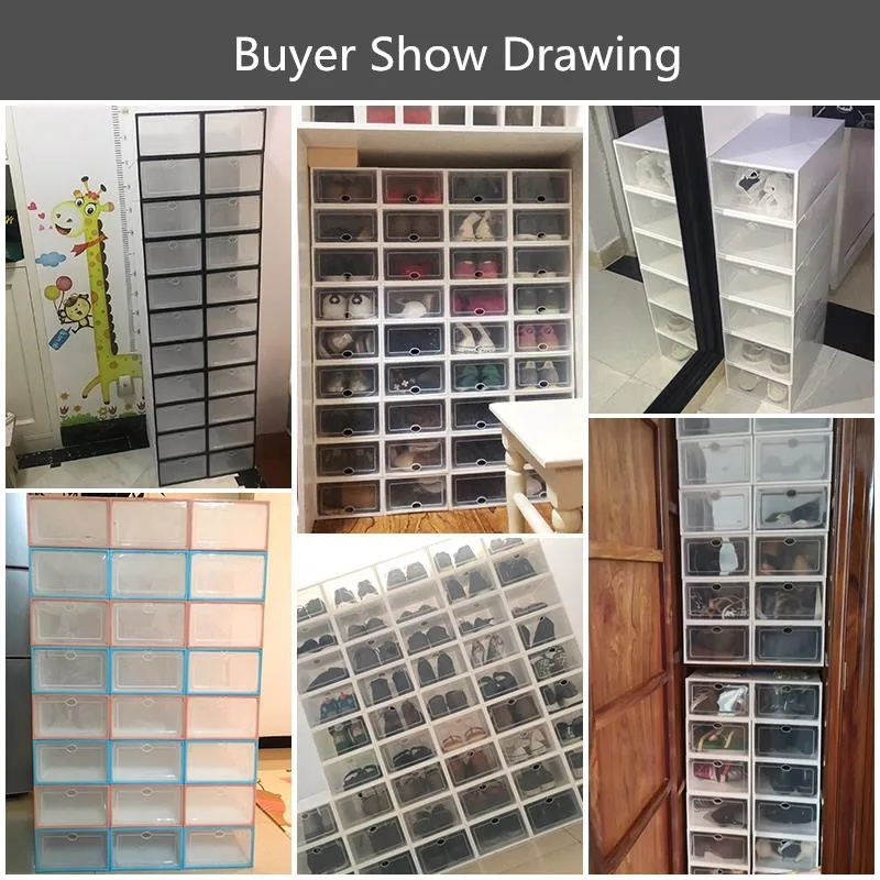 6 шт прозрачный раскладной Обувная коробка креативная Складная цветной ящик