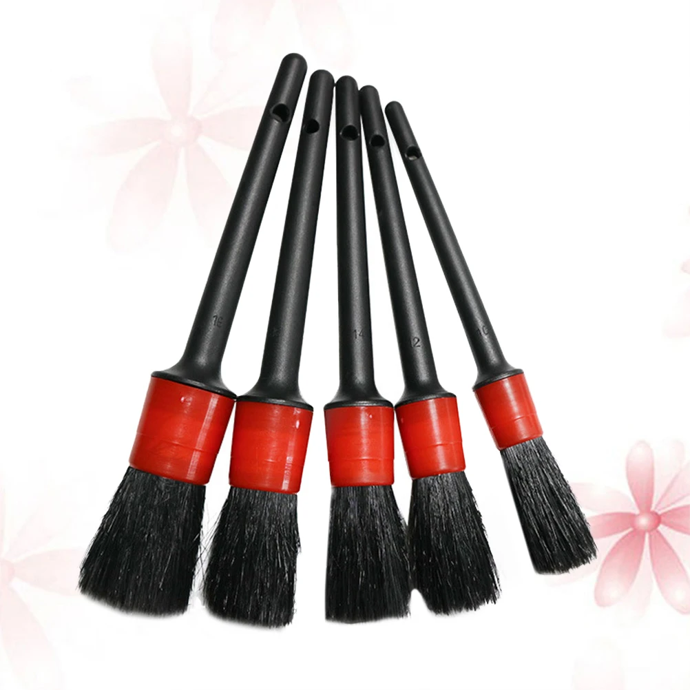 

CR 5PCS Round Vehicle Washing Brush Car Scratch-Free Cleaning Brush Plastic Handle Brush Tool For Car Wheel Washing