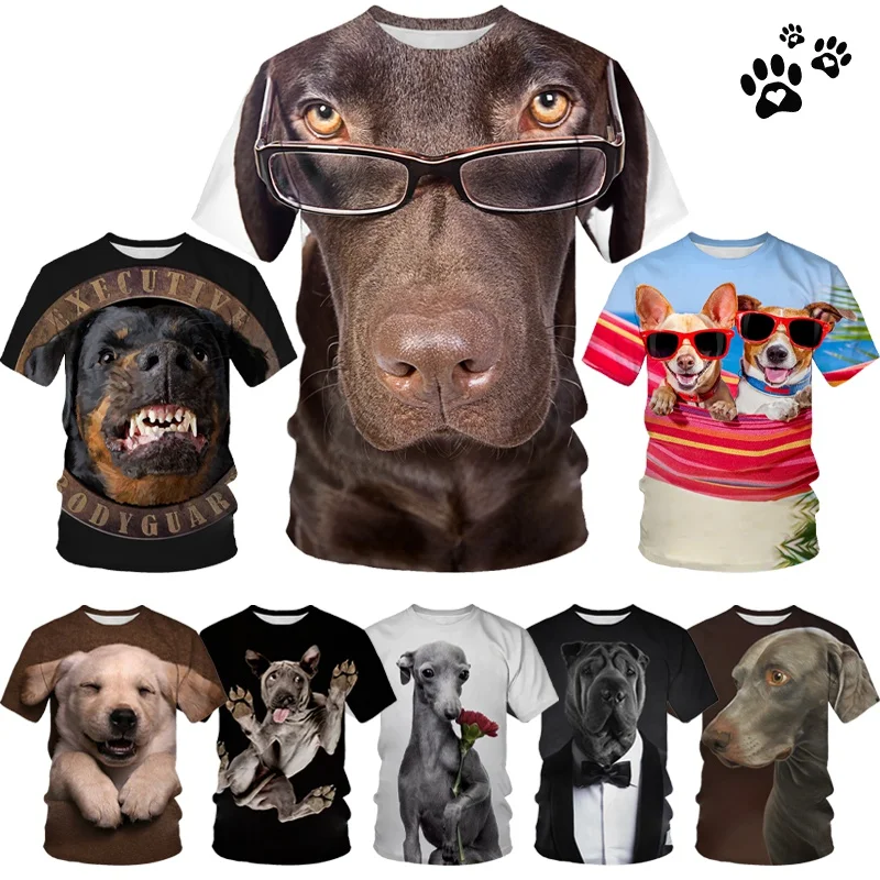 

Summer New Fashion Animal Pet Dog 3D Printing Men's T-shirt Husky Round Neck Short-sleeved German Shepherd T-shirt