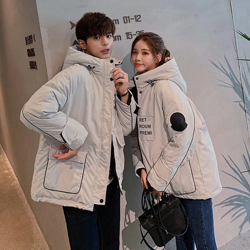 

Новинка 2019, осенне-зимний пуховик, женский пуховик для влюбленных, куртка большого размера для студентов, трендовая куртка с капюшоном и над...