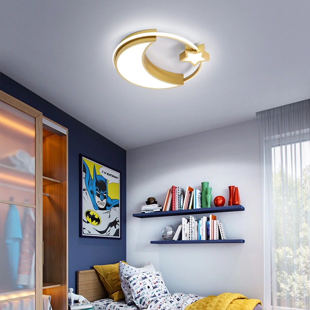 LED Дети Луна Потолочный светильник звезда Диммируемый потолочные светильники с