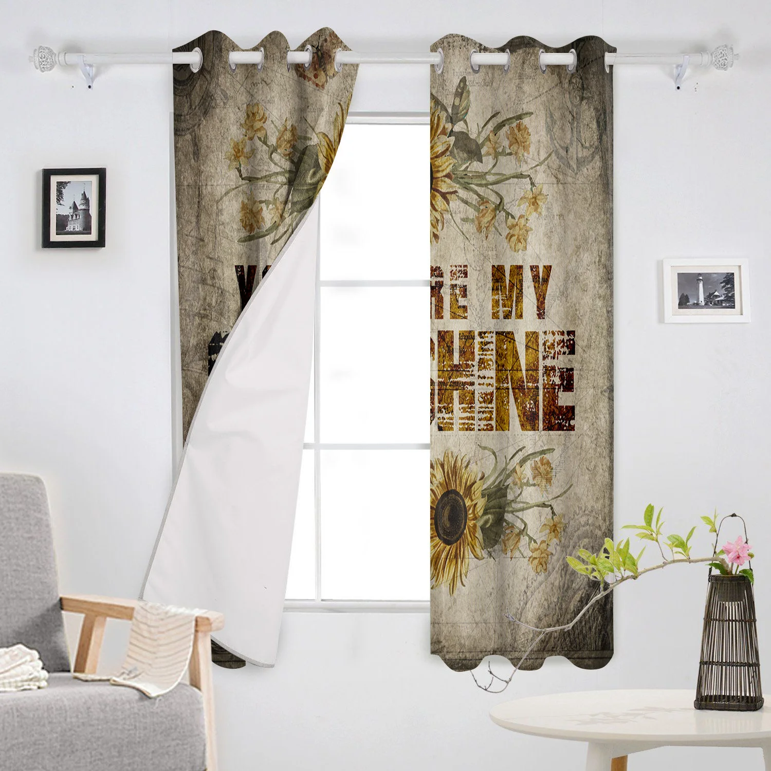 Винтажные шторы с подсолнухами на окна занавески для гостиной кухни комнатные