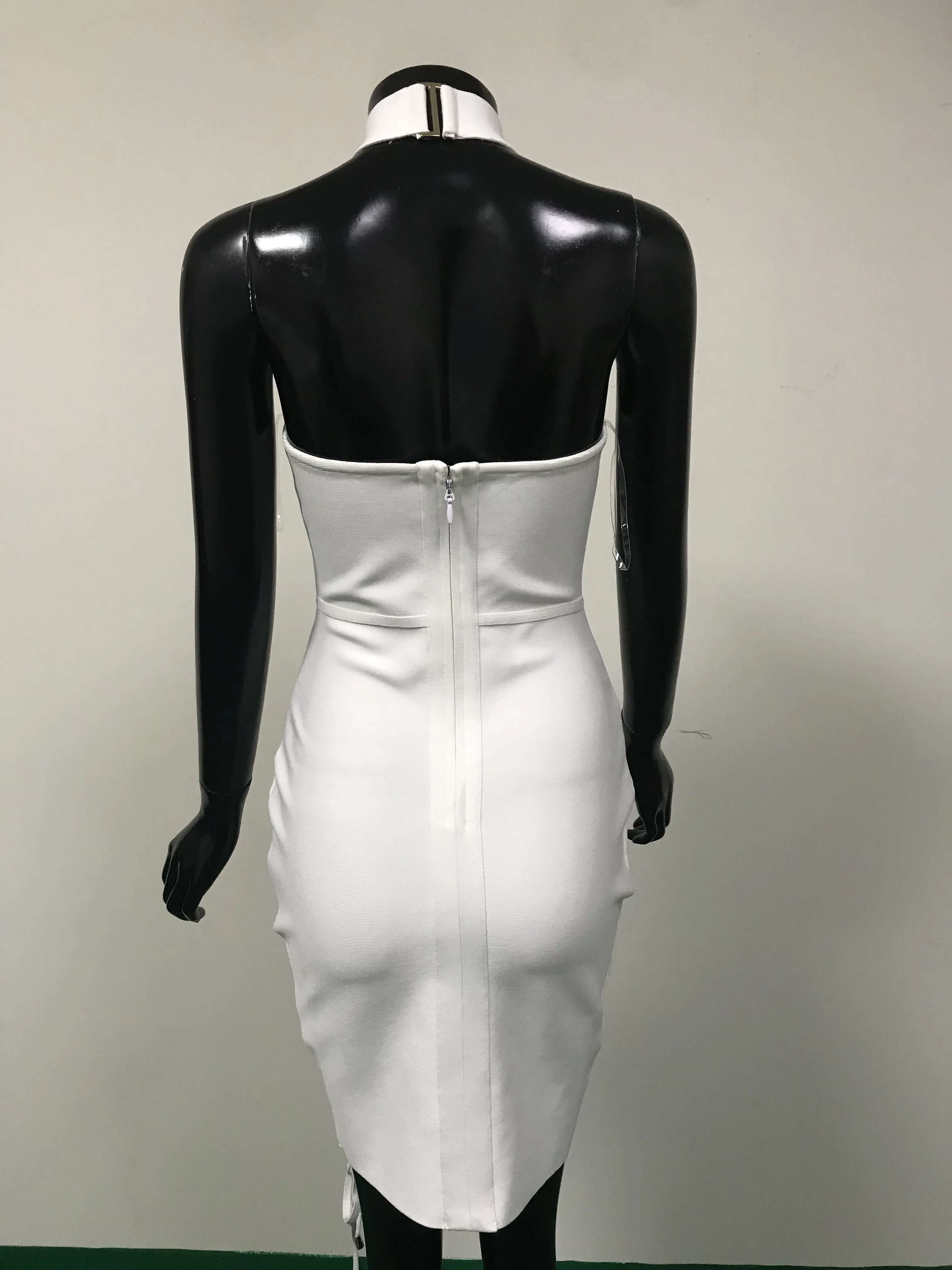 

2020 Women Fashion Sexy Halter Lacing Hollow Out White Bandage Dress Designer Evening Mini Celebrity Party Dress Vestido