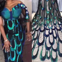 embroidery nigerian lace green tulle lace fabric sequin lady dress lace fabric m28481