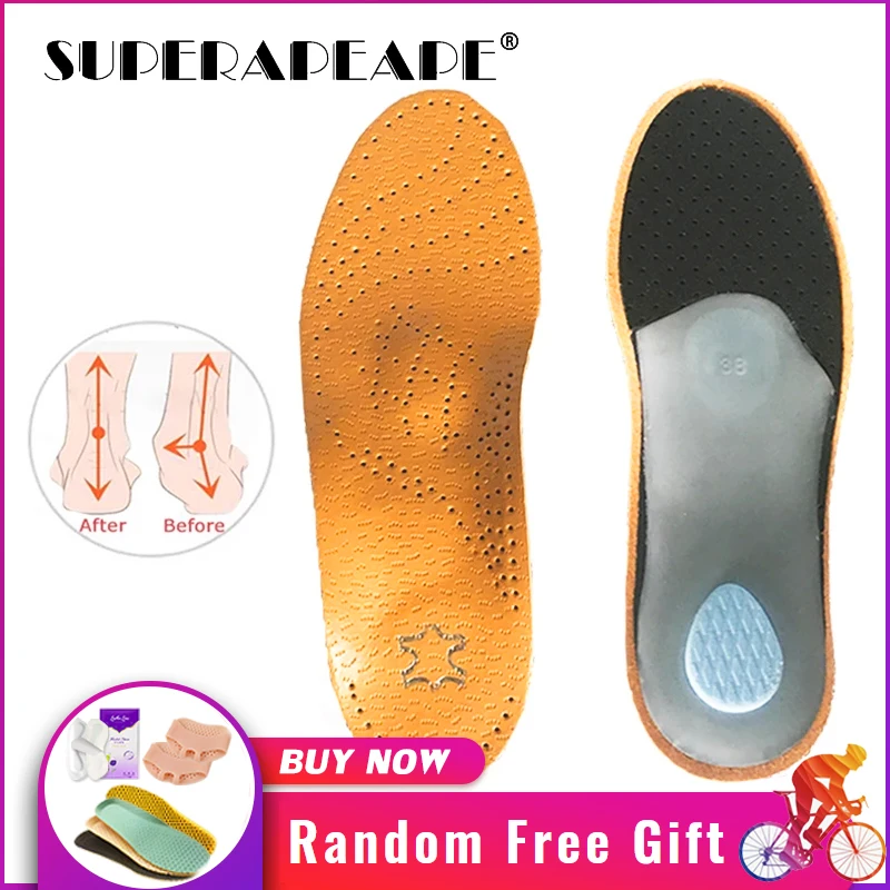 Кожаные ортопедические стельки коррекция плоскостопия поддержка свода стопы