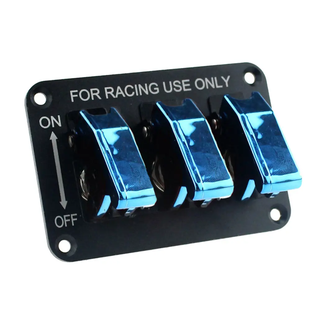 

12V Universal Waterproof Racing Car 3 Rockers Switch Panel Ignition Toggle
