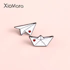 ОРИГАМИ БУМАЖНЫЙ самолет бумага лодка Эмаль белая ручная работа любимый брошь металлический значок заколка милый модный детский костюм ювелирные изделия подарок