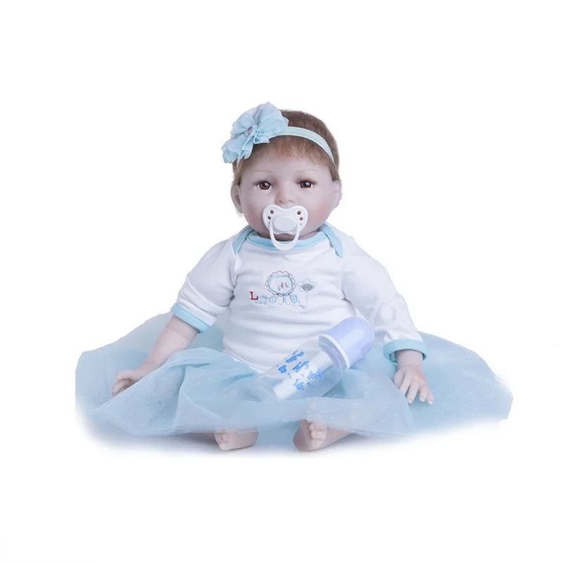 

22inch 55cm Reborn Baby Doll Real Like Smile Girl Soft Silicone Reborn Baby Alive Bebe Reborn Boneca Doll For Children Best Gift