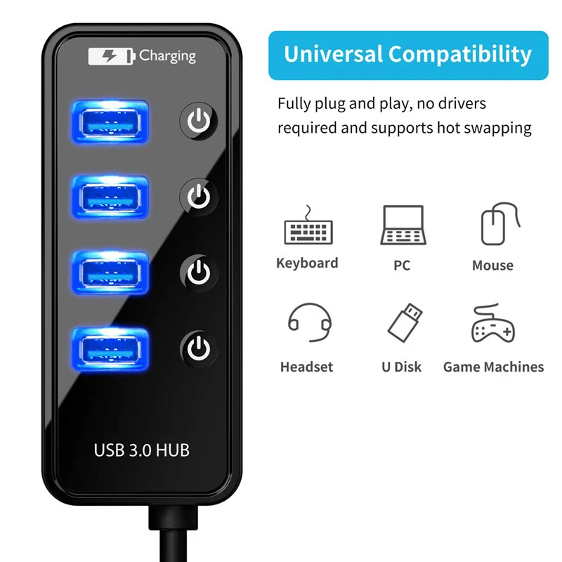usb 3 0 hub charger multi 4 7 port for ipad macbook air pro computer pc laptop accessories with power adapter usb otg adaptador free global shipping