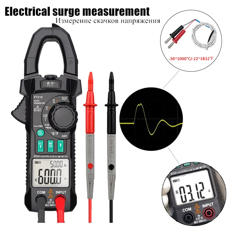 AC DC Current Digital Current Clamp Meters Pliers Ammeter Multimeter True RMS Auto Range VFC Capacitance NVC Universal  - buy with discount