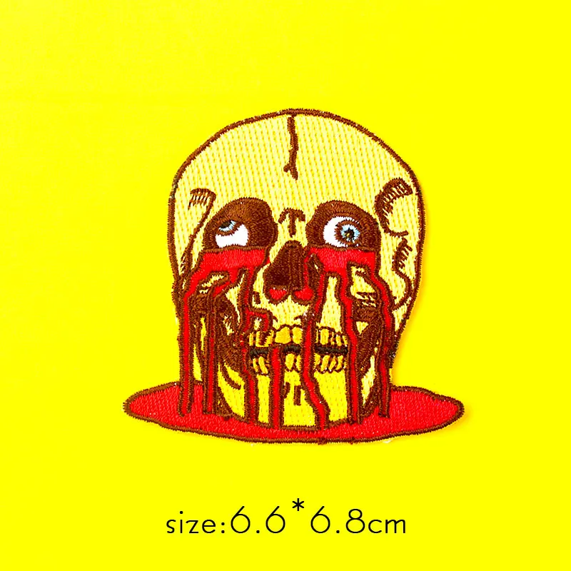 Череп патч Железо на одежду странные вещи сердце вышитые патчи для одежды панк