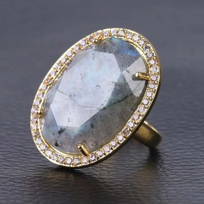 Высокое качество модный Регулируемый натуральный Овальный полудрагоценный